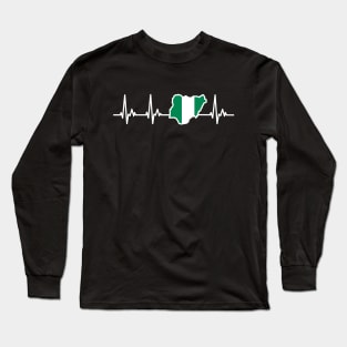 Nigerian Flag Heartline Nigeria Long Sleeve T-Shirt